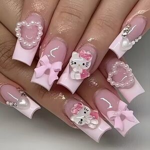 Pink Hello Kitty 3D Nails